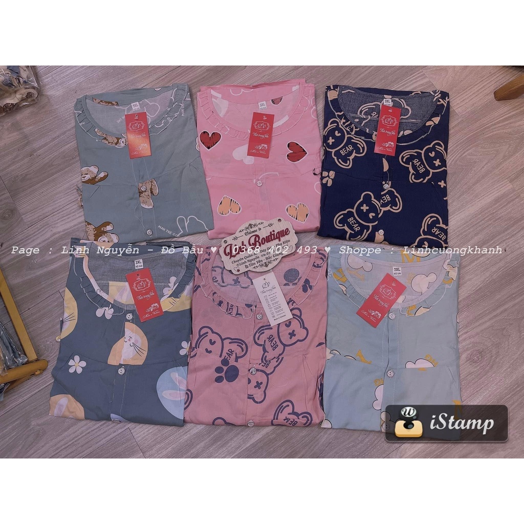 (SIZE ĐẠI )Bộ Bầu Pyjama lanh lụa có chun chỉnh bụng cho mẹ bầu và sau sinh (k có khóa ngưc)