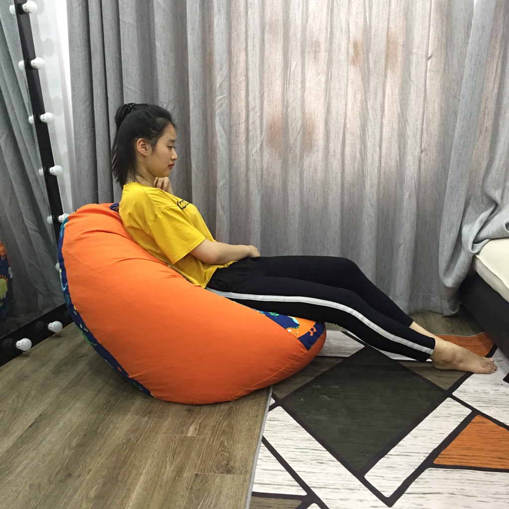 GHẾ LƯỜI - beanbag size M 80x100cm, CÓ SẴN HẠT XỐP, vải canvas hàn họa tiết mix màu