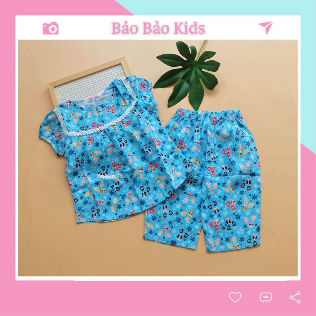 Đồ bộ Pijama lửng mặc hè chất vải kate thoáng mát cho bé gái 12 đến 32kg