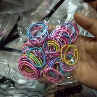 Set 100 chun buộc tóc trơn cho bé gái nhiều màu sắc