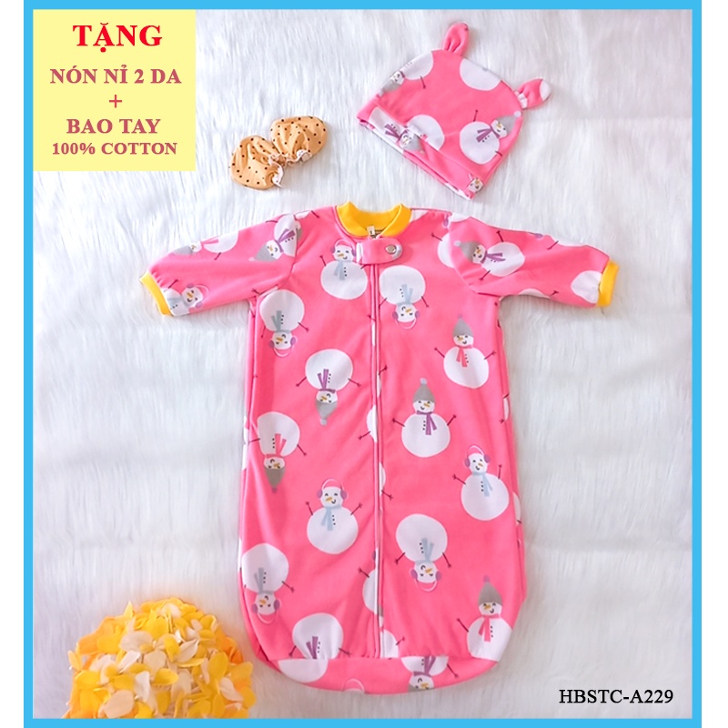Túi ngủ bông cho bé, Túi ngủ cho trẻ em size từ 0-6M in hình Tuyết 2 mặt [ VẢI CAO CẤP MỀM ẤM ÁP ]