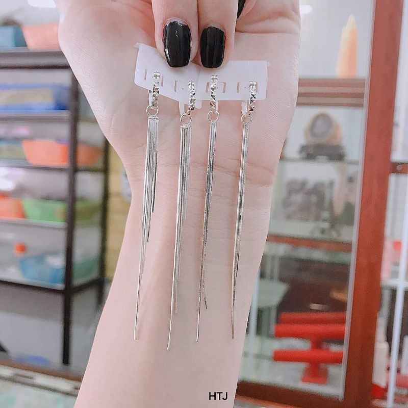 Bông tai bạc 925 tua dua 3sợi, 5sợi