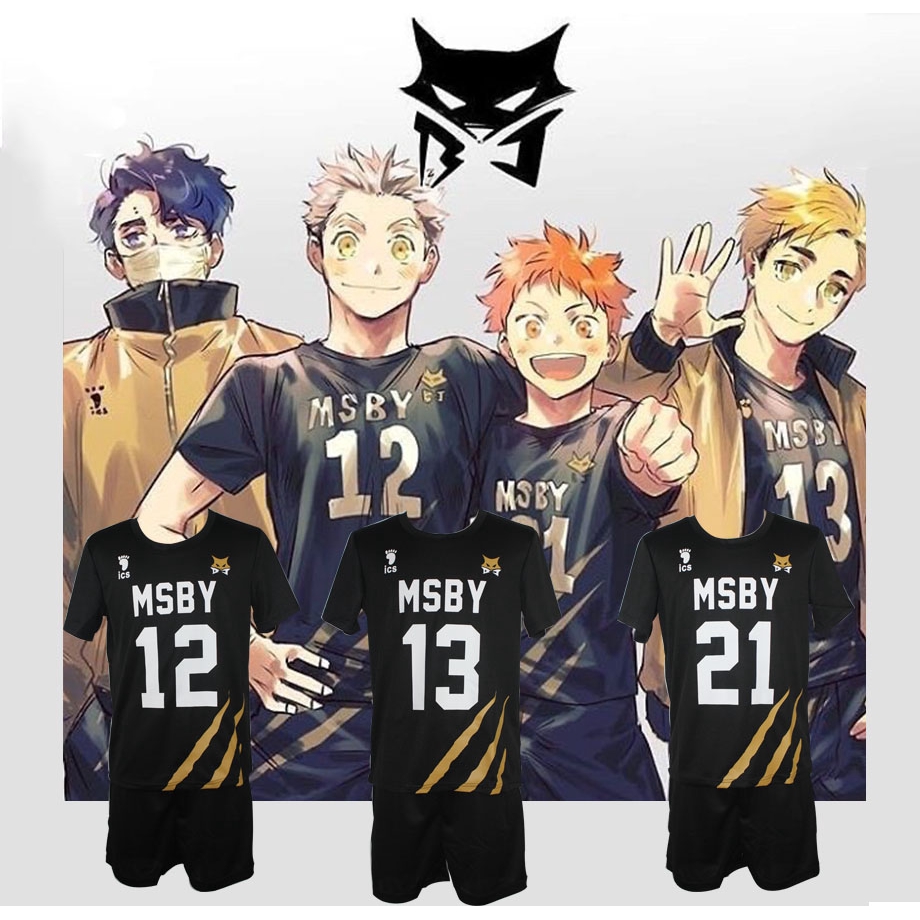 Bộ đồ hóa trang Haikyuu MSBY Shoyo Atsumu Sakusa tay ngắn màu đen