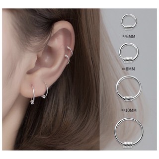 Bông tai khoen basic bạc Ý