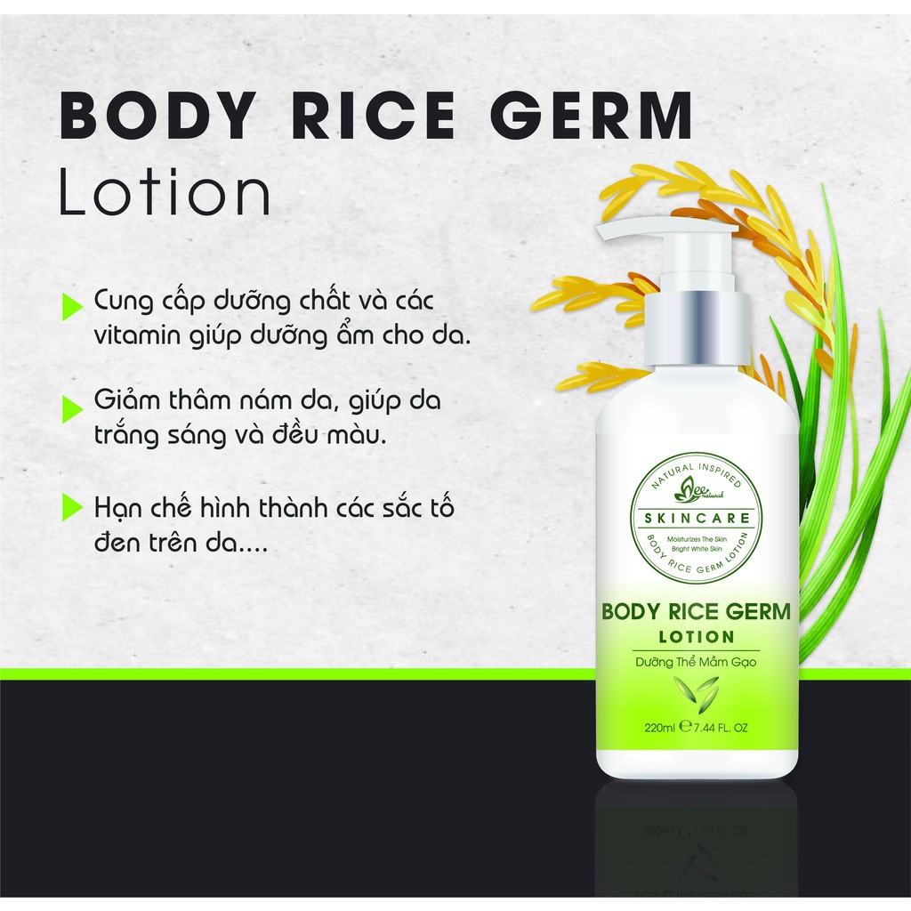 Dưỡng Thể, Dưỡng Ẩm Mầm Gạo - Kem LOTION Lọ 220ml - Aminus - KDA