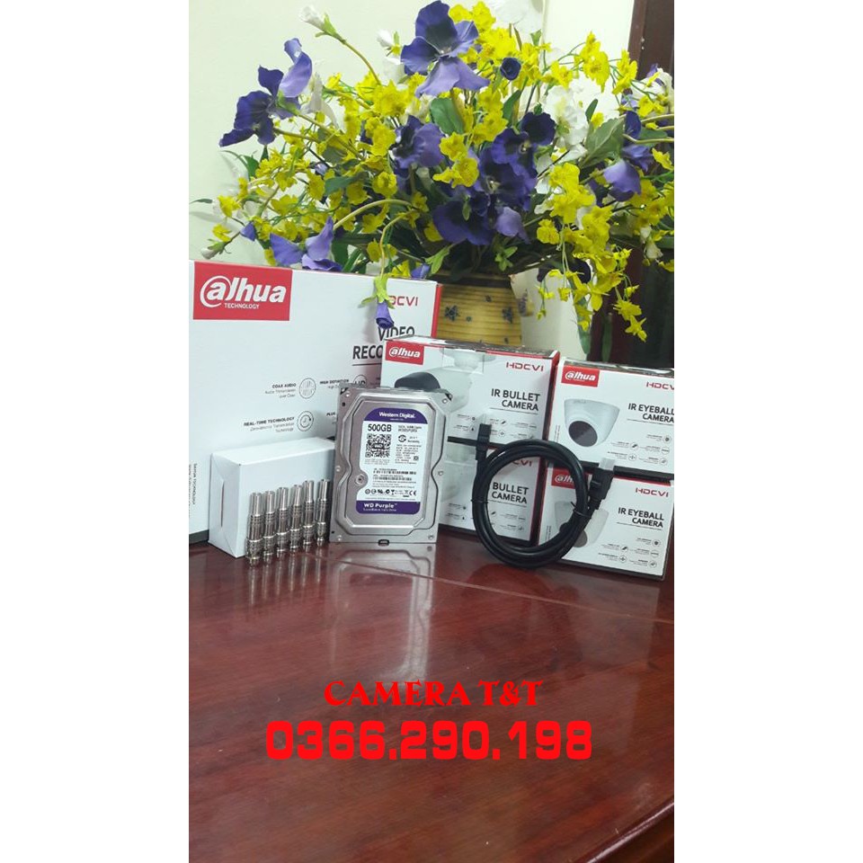 TRỌN BỘ 4 CAMERA DAHUA FULL HD 1080P + TẶNG KÈM Ổ CỨNG 500G VÀ DÂY CÁP ĐỒNG TRỤC LIỀN NGUÔN - ĐẦY ĐỦ PHỤ KIỆN ĐI KÈM | BigBuy360 - bigbuy360.vn