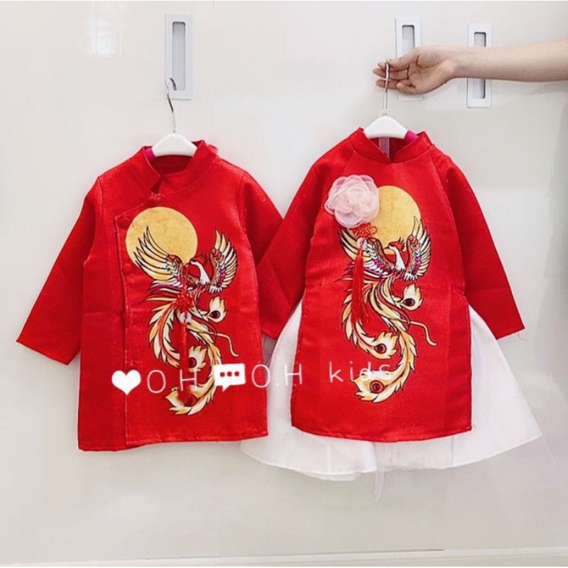 CẶP ÁO DÀI phượng hoàng cho bé trai hoặc gái 9-23kg