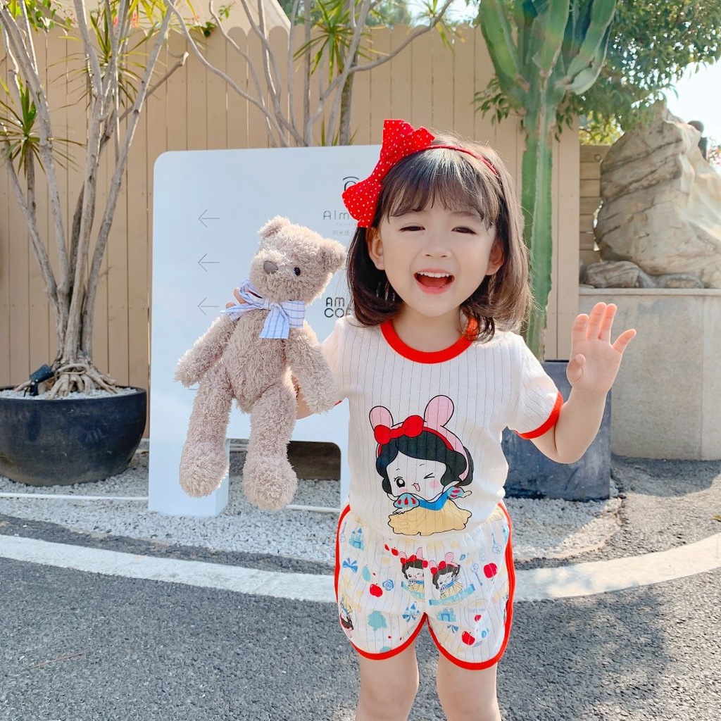 Set Đồ Ngủ Áo Thun Tay Ngắn &amp; Quần Short Cho Bé Gái