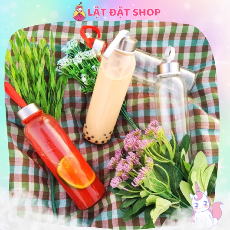 🌿 Chai thủy tinh Detox Có Dây Xách - Bình nước thuỷ tinh đựng trà sữa🌿
