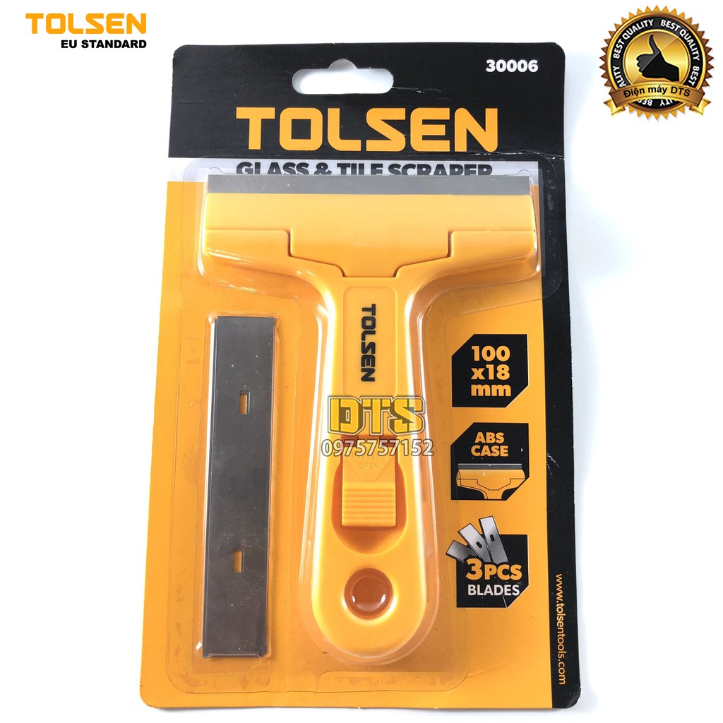 Cây sủi cán ngắn Tolsen 150mm, vệ sinh tường, dụng cụ sủi sơn siêu sắc (Kèm 3 lưỡi dao) - Tiêu chuẩn xuất khẩu châu Âu