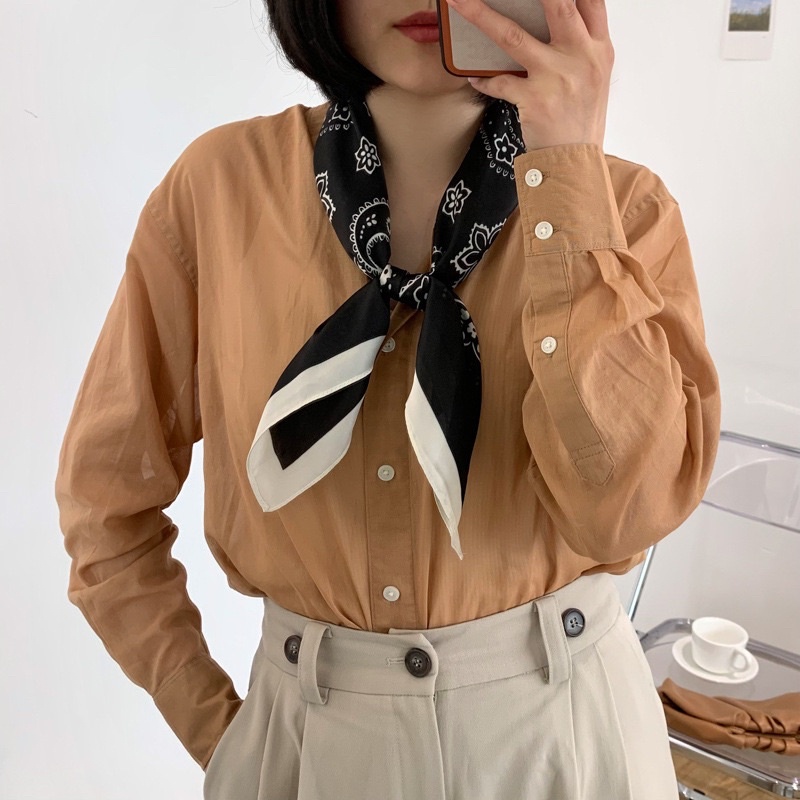 Khăn bandana lụa vuông choàng cổ turban cột áo yếm size 70cm - Maben