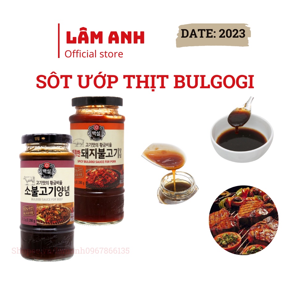 Sốt Ướp Thịt Nướng Hàn Quốc - Nước Ướp Thịt Bò, Heo Bulgogi Beksul - Gia Vị Ướp Nướng, Bbq Nhập Khẩu Hàn Quốc 290g/500g