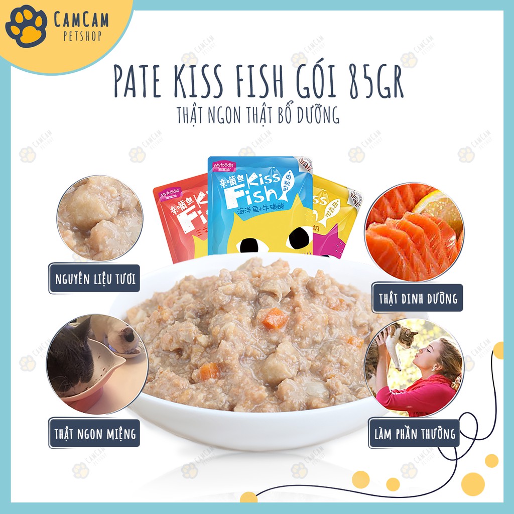 Pate cho mèo Kiss Fish Gói 85gr - Thức ăn cho mèo giàu dinh dưỡng, bổ sung Canxi và Vitamin