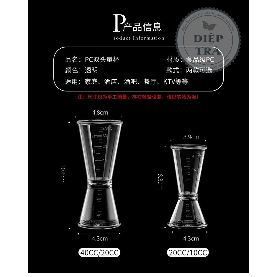 Ly đong  2 đầu nhựa 10-20ml/20-40ml