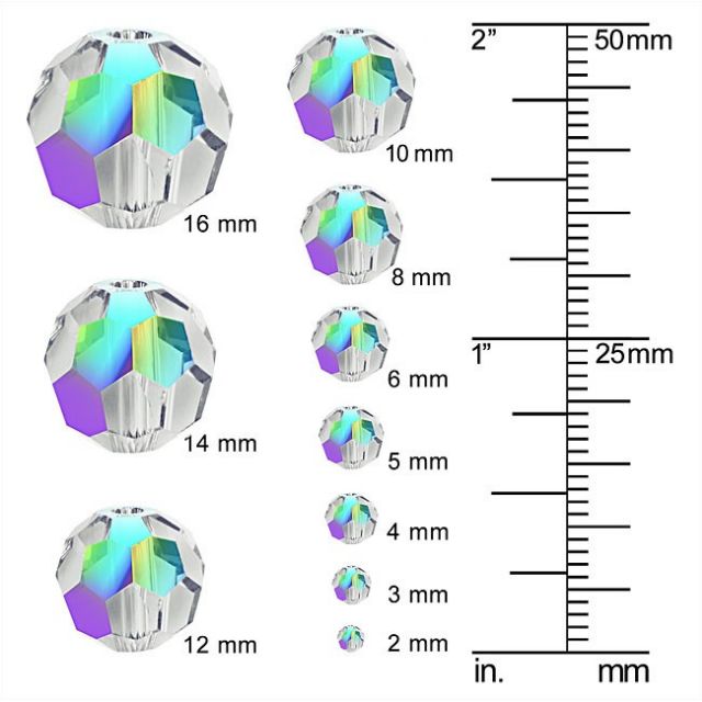 Pha lê Swarovski tròn giác lớn 6mm 20/30/50 viên