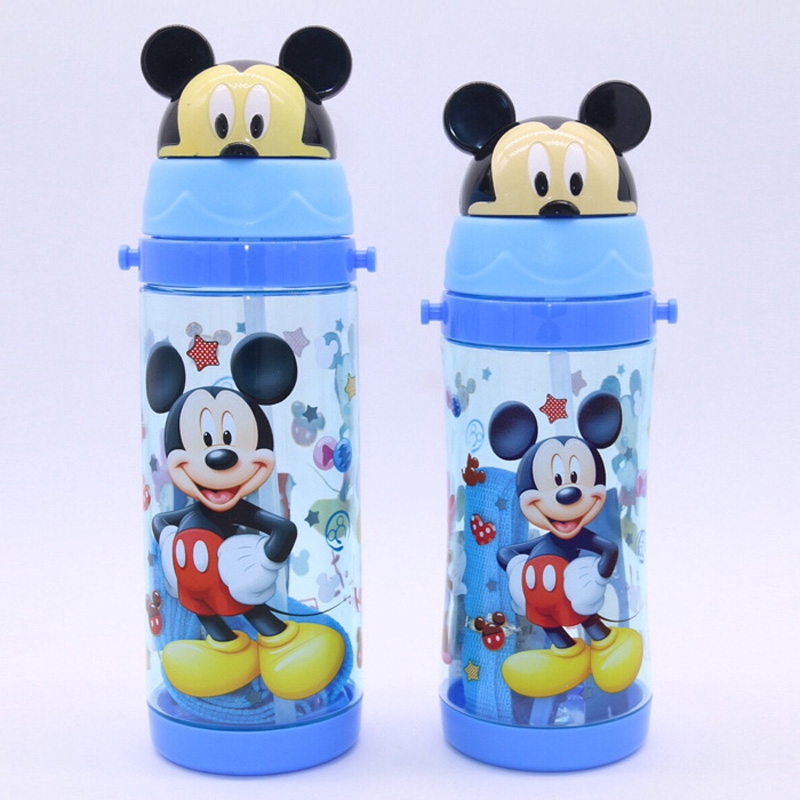 Bình nước hello kitty doraemon không chứa bpa chống rò rỉ có ống hút 450ml cho bé gái