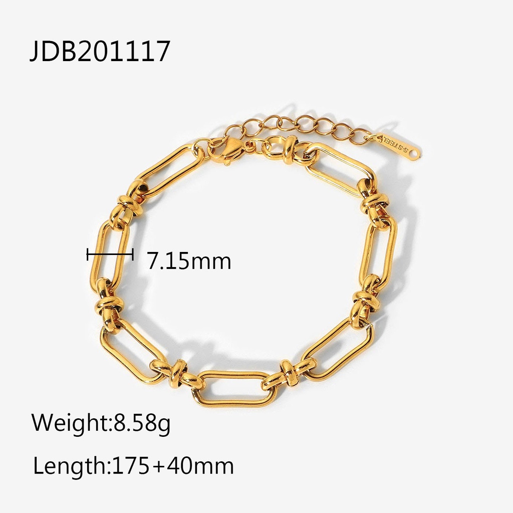 Vòng Tay Dây Xích Bản Rộng Mạ Vàng 18K Bằng Thép Không Gỉ Thiết Kế Mới Thời Trang Dành Cho Nữ