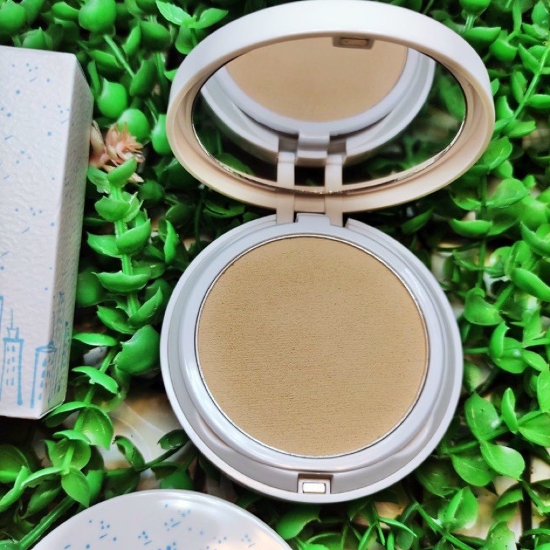 1 hộp phấn nền siêu mịn lâu trôi Bamila City giàu ẩm cả ngày, có bông tán, gương Hàn