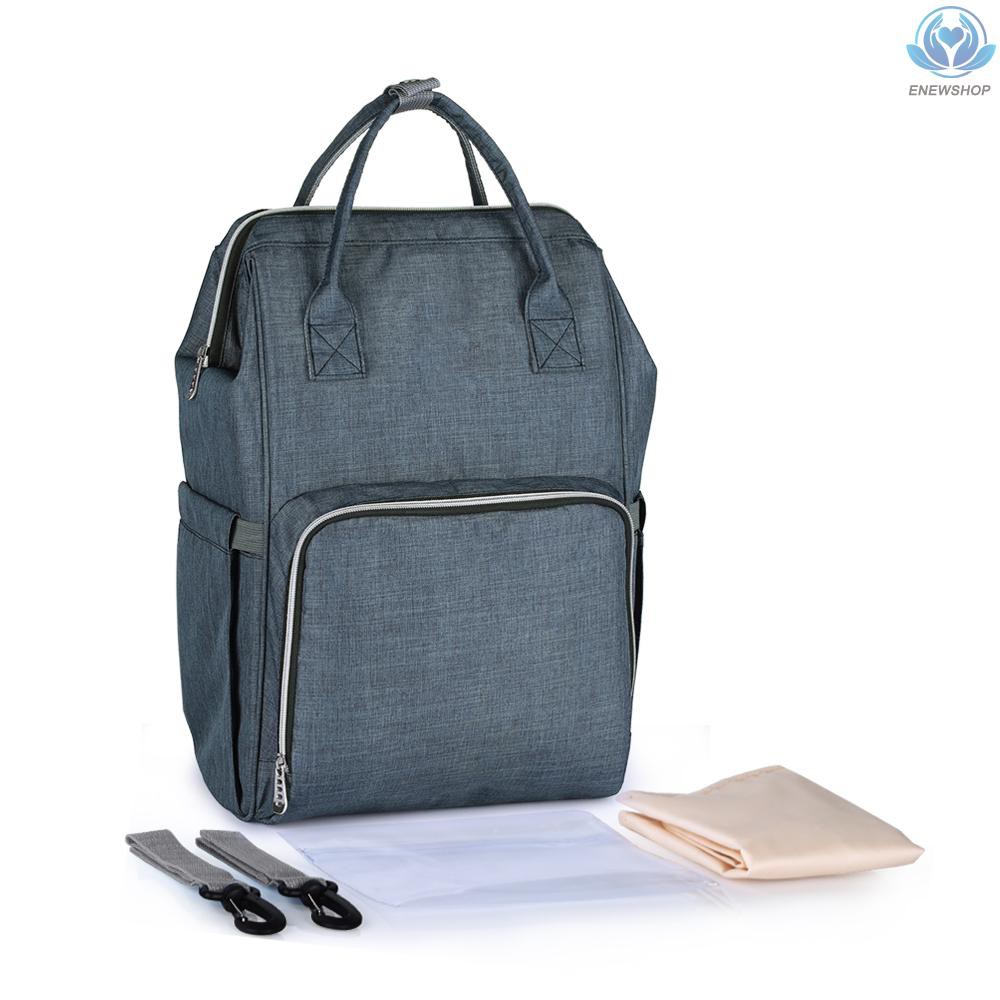 ♥♥enew~Diaper Bag Backpack Large Capacity Multi-function Waterproof Polyester Baby Clothes Diaper Nappy Milk Powder Bottle Travelling Storage Bag with 6 Pockets Hold or Hang -- Dark Blue