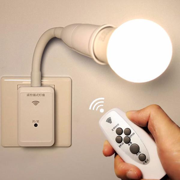 E27 LED Remote Control Plug Lamp Holder Light Base for Night Light Bedside Lamp
