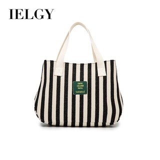 [Mã FADEP908 giảm đến 30k đơn từ 99k] Túi xách IELGY vải canvas họa tiết sọc phong cách Hàn Quốc thời trang cho nữ