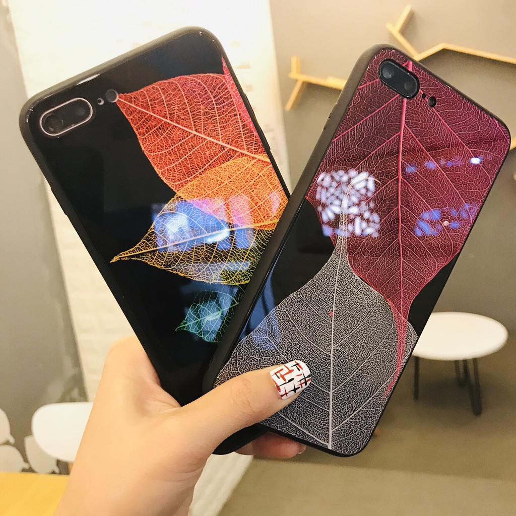 Ốp Lưng iphone Kính Lá Thu dành cho iphone 6 đến 14promax - k206