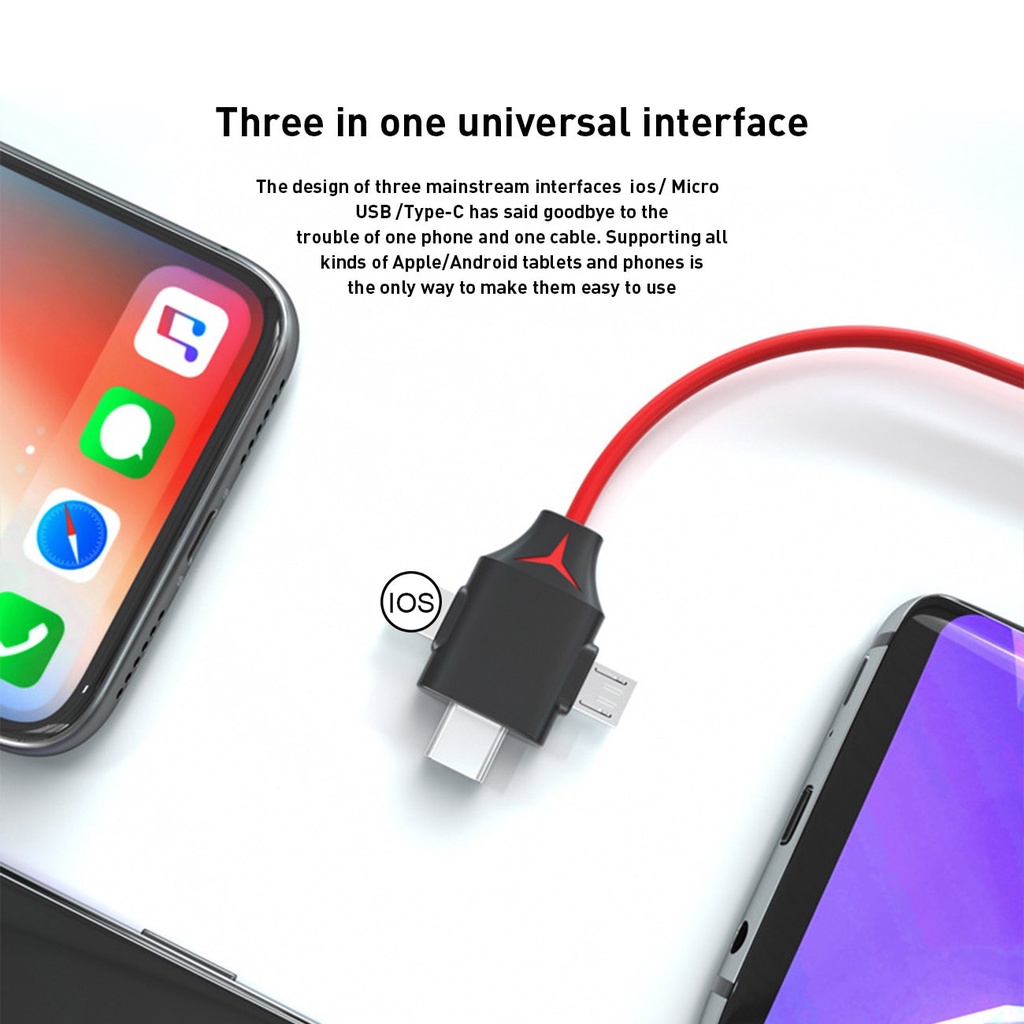 PUTEER 3 IN 1 Micro USB Type-C Lightning To HDMI Mobile Phone To HDMI TV HD Cable for IPhone Android oppo vivo xiaomi samsung phone to TV Projector TV Stick Cable