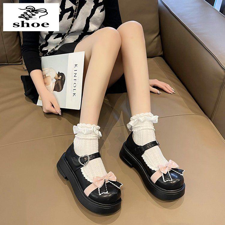 Giày Da Búp Bê Phối Nơ Phong Cách Lolita Thời Trang Xuân Hè 2022 Cho Nữ