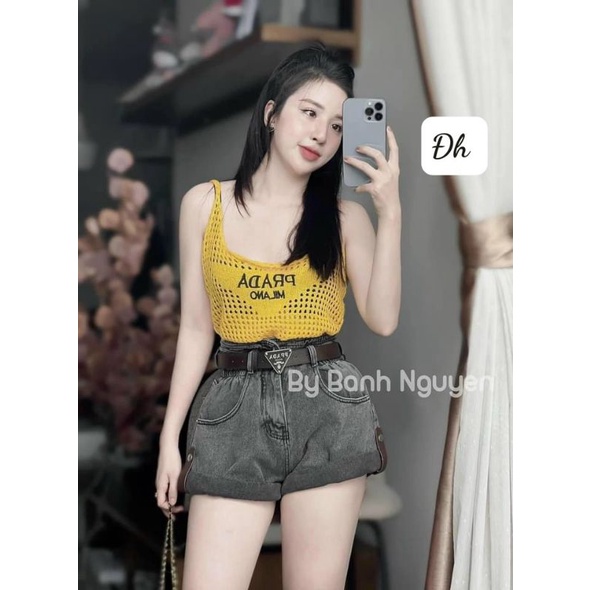 Quần sooc gập gấu khuy da kèm đai hàng QCL1