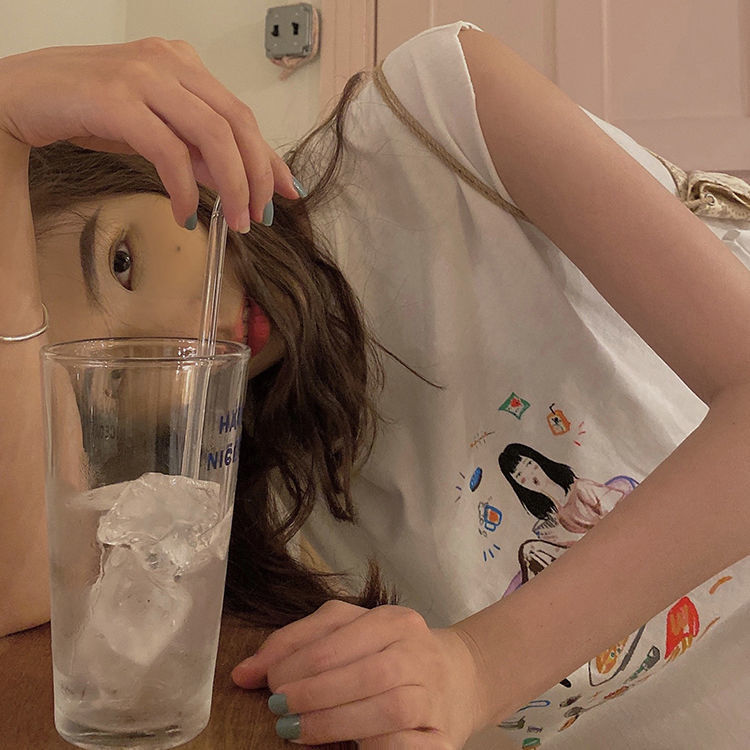 Áo Dây Nữ Cộc Tay Form Dài Rộng Thời Trang Hàn | BigBuy360 - bigbuy360.vn