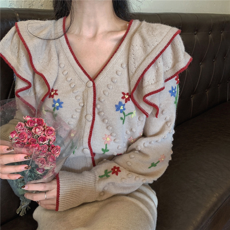 Áo Sweater Cổ Lá Sen In Hoa Kiểu Hàn Quốc Thời Trang 2020 Cho Bé Gái