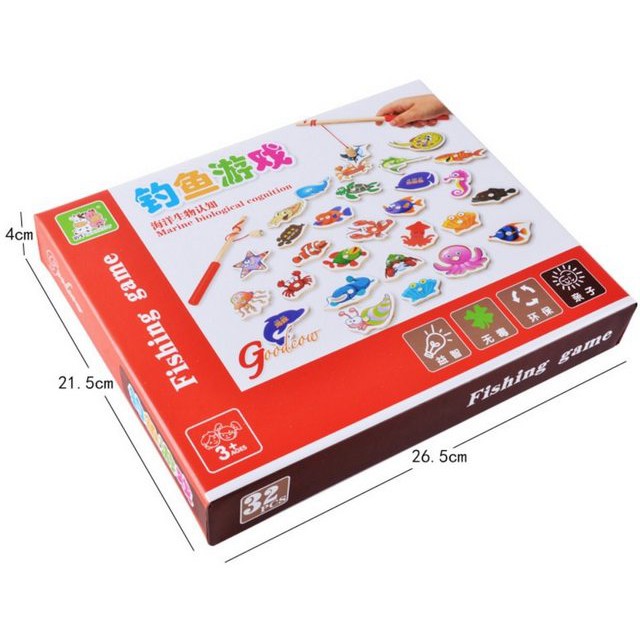 Đồ chơi câu cá bằng gỗ có nam châm 32 con vật