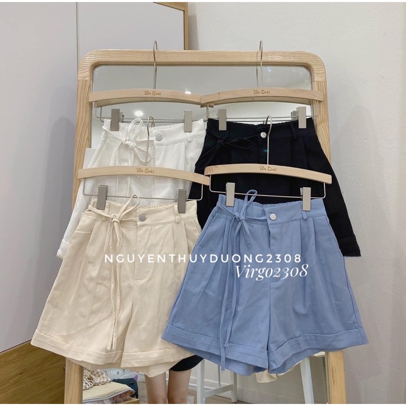 [Ảnh thật/Sẵn]Quần sooc thô thắt nơ eo Quảng Châu 8895