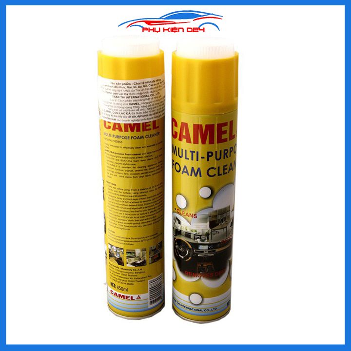 Chai vệ sinh đa năng camel tạo bọt làm sạch ghế da, túi xách, nội thất ô tô