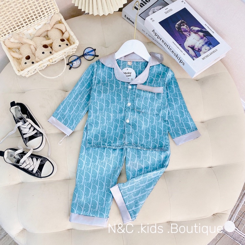 Bộ pijama lụa Di ờ dài tay mềm mại cho bé trai bé gái - BPLDDT