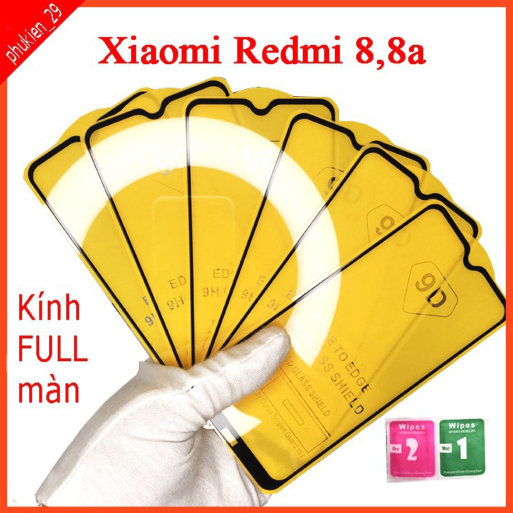 [Loại Xịn] Cường Lực Redmi 8 / 8A Full màn Trong Suốt - Cảm Ứng Mượt Mà - Tặng Kèm Khăn Lau