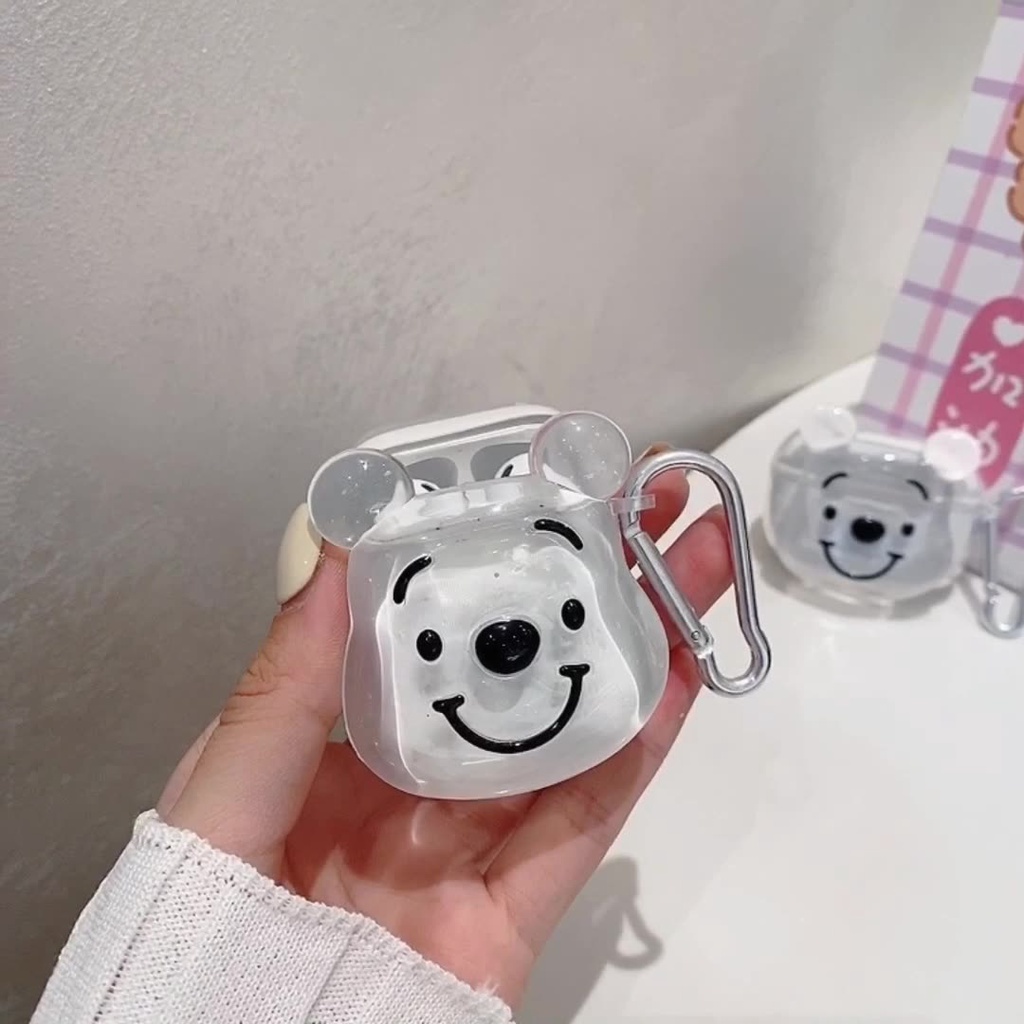 Vỏ Bảo Vệ Hộp Sạc Tai Nghe Bluetooth AirPods 1 2 3 PRO 3 Bằng TPU Trong Suốt Họa Tiết Chú Gấu Dễ Thương