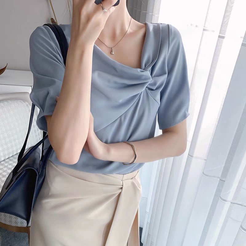 Áo Sơ Mi Chiffon Mỏng Dáng Ôm Kiểu Pháp Thời Trang Mùa Hè Cho Nữ