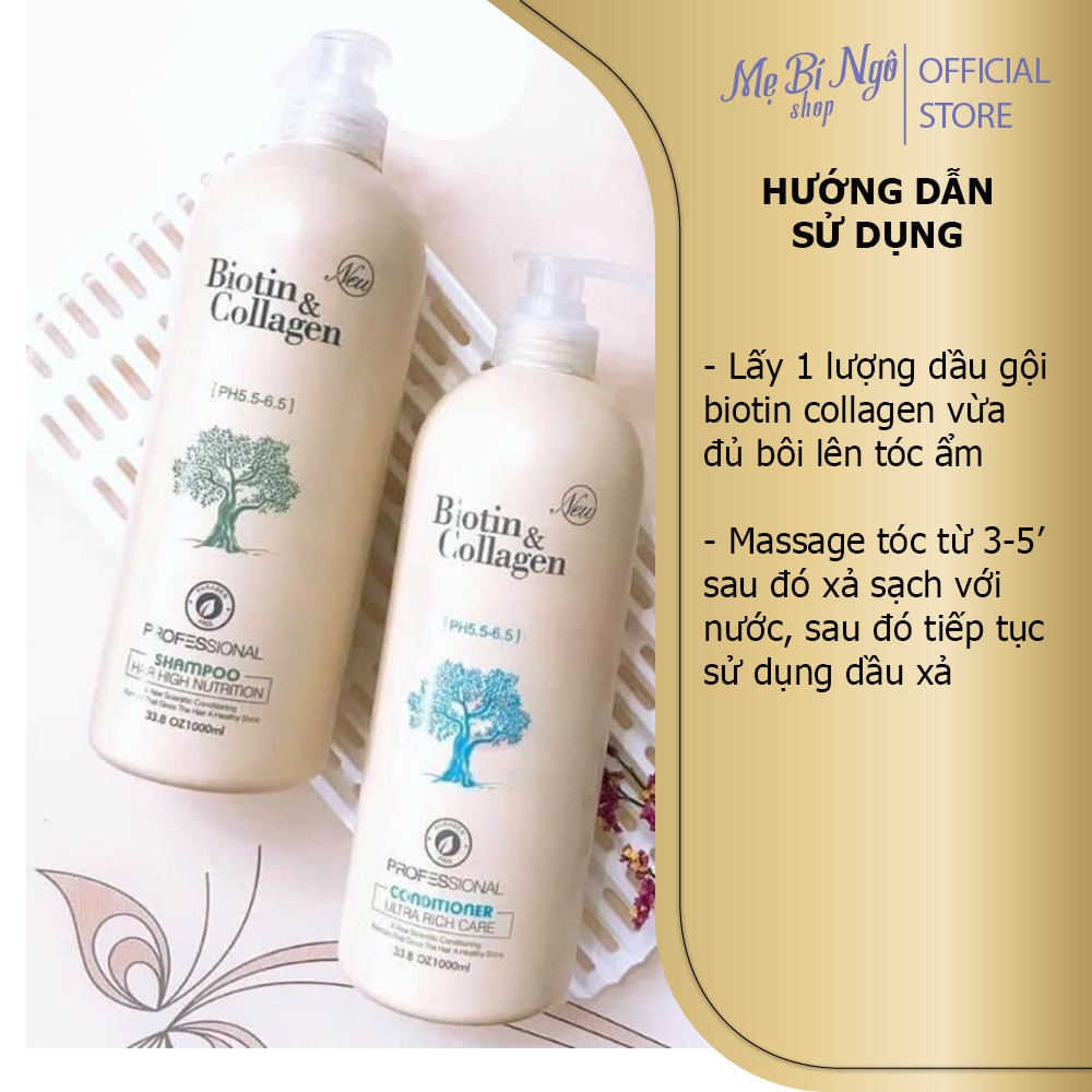 HÀNG CHÍNH HÃNG - BỘ DẦU GỘI DẦU XẢ BIOTIN CHỐNG RỤNG VÀ KÍCH THÍCH MỌC TÓC BIOTIN & COLAGEN 1000ML