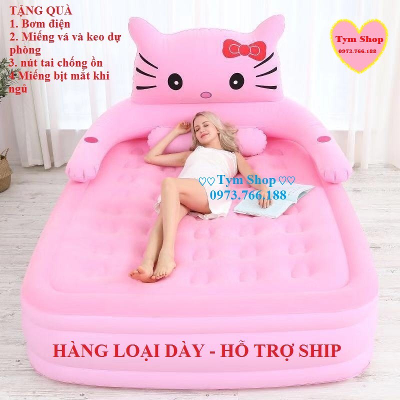 (HÀNG CÓ SẴN) Nệm hơi giường hơi hình thú 3 tầng mèo kitty cao cấp chất vải dày kích thước 1m5 X 2m Giường Trẻ em cao cấ