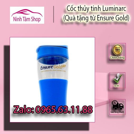 Cốc thủy tinh Luminarc có nắp (quà tặng từ Ensure Gold)