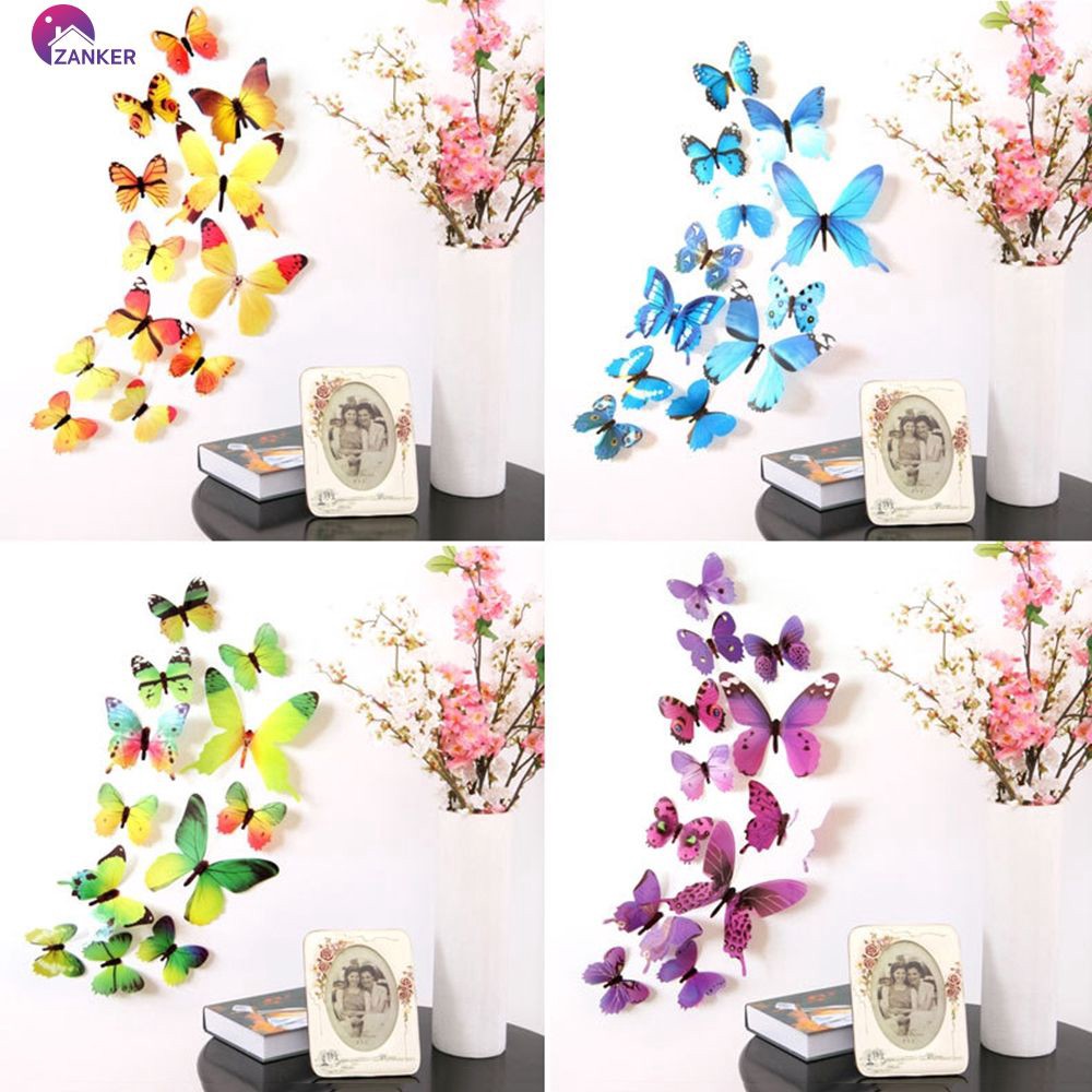 BỘ 12 STICKER HÌNH BƯỚM 3D CÁNH ĐẾ NAM CHÂM SIÊU HOT