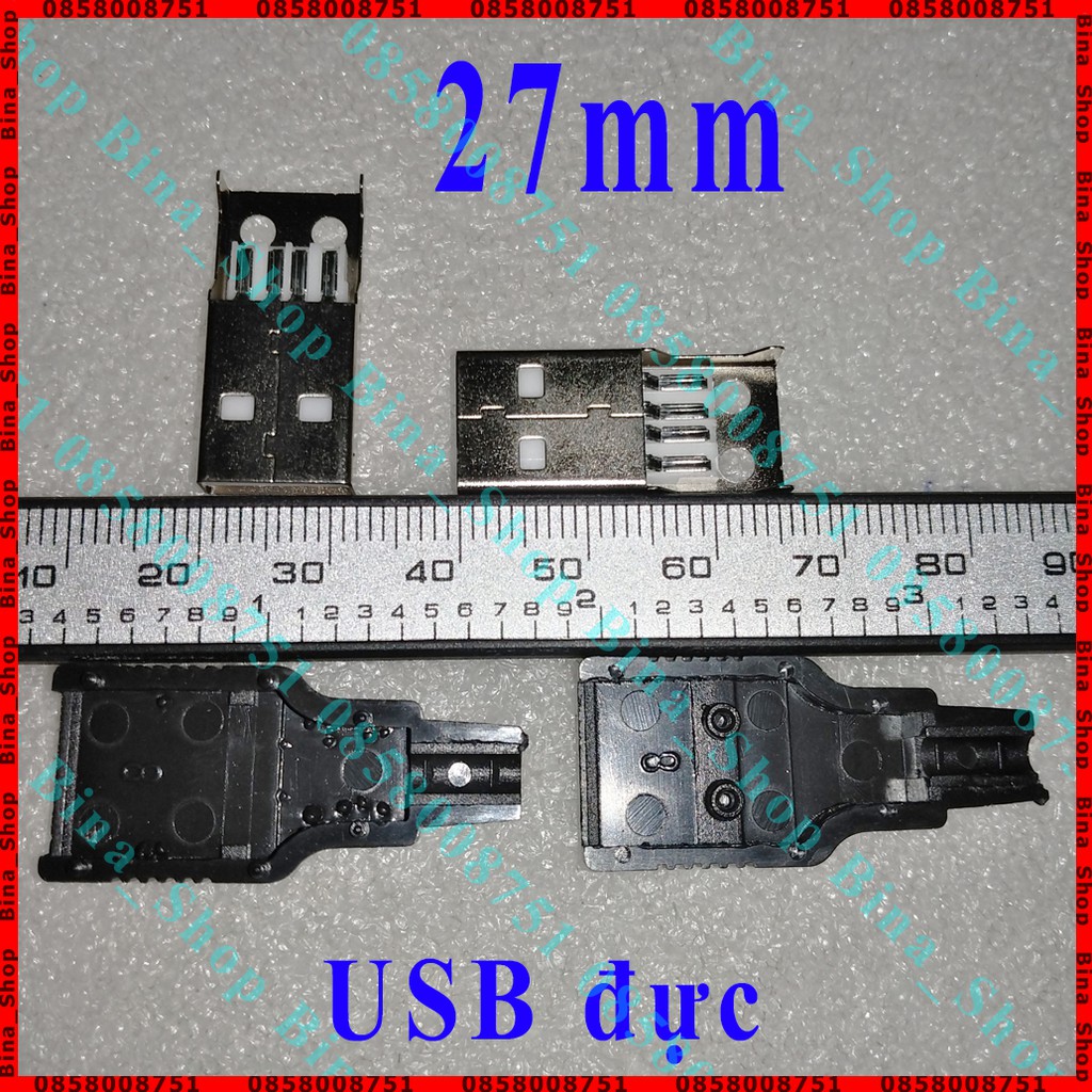 Đầu USB 2.0 4pin kèm nắp nhựa USB DIY đực cái tự chọn