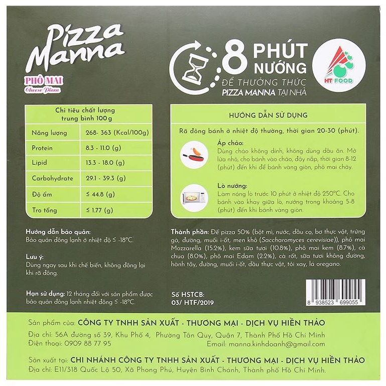 Pizza Cheese/ Pizza Ngũ Vị Đặc Biệt/ Pizza Hải Sản Vị Ý/ Pizza Thập Cẩm Thịt Manna 120G