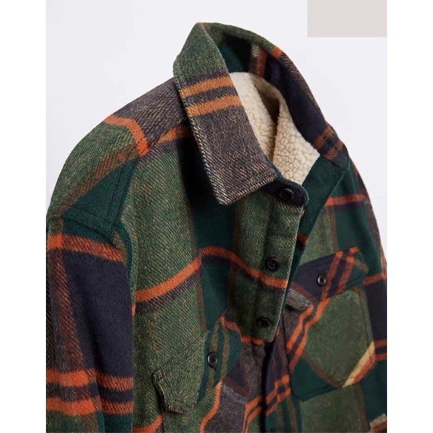 Áo khoác Flannel, áo khoác nam giới mùa thu và mùa đông với nhung chần bông giản dị thương hiệu nổi tiếng ZA