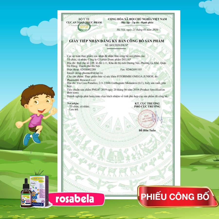 Siro Fitobimbi Omega 3 Junior tăng sức đề kháng cho bé, bổ mắt, phát triển não bộ, hỗ trợ miễn dịch cho trẻ (30ml)