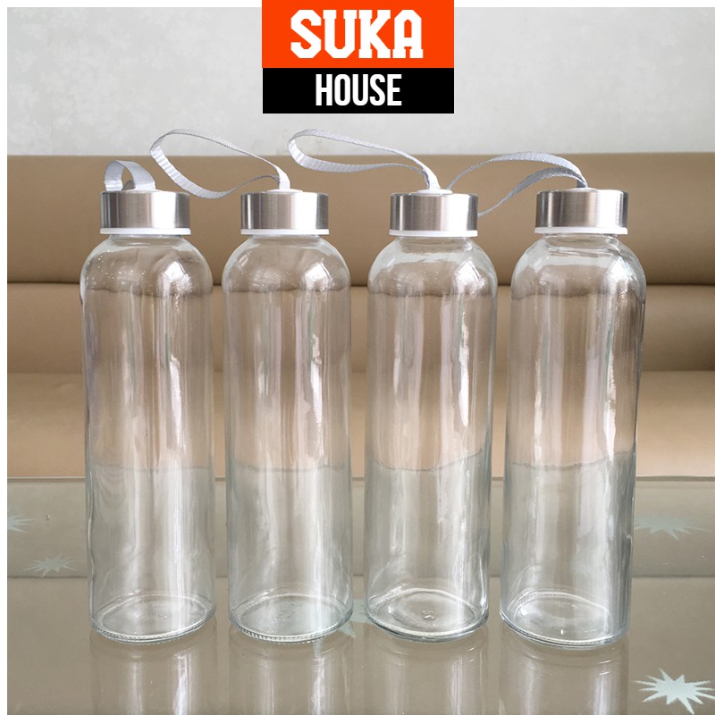 Bình Thủy Tinh 500ml Đựng Nước Có Dây Xách