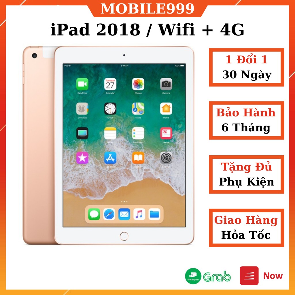 Máy Tính Bảng iPad 2018 Gen 6 (Wifi + 4G) 32GB Chính Hãng Zin Đẹp 99% - Màn đẹp - Pin bền - MOBILE999
