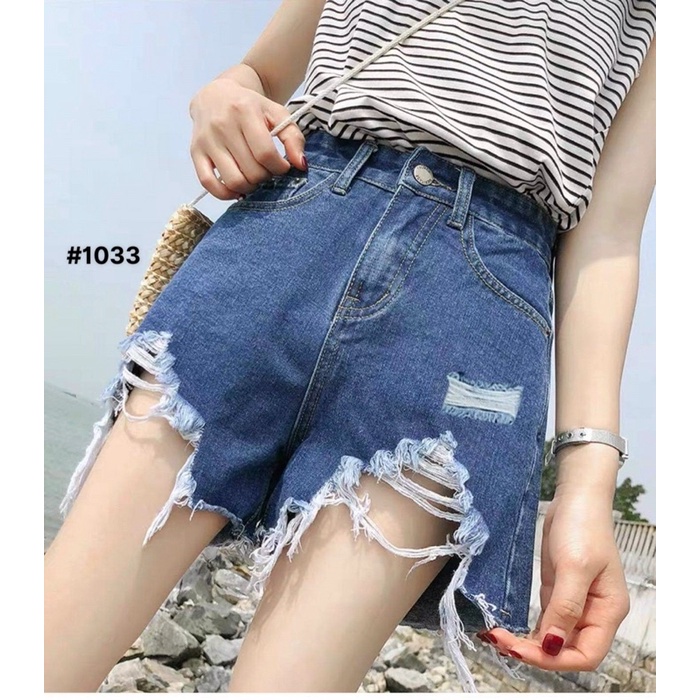 Quần Short Jean Nữ Bigsize Lưng Cao Rách Kiểu Form Chuẩn Đẹp Ms1033