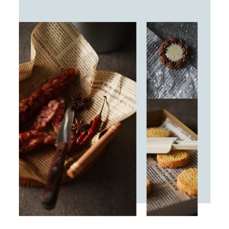 Cuộn Giấy Nến Lót Nướng Bánh Hình Tờ Báo Phong Cách Vintage - Dumi Shop